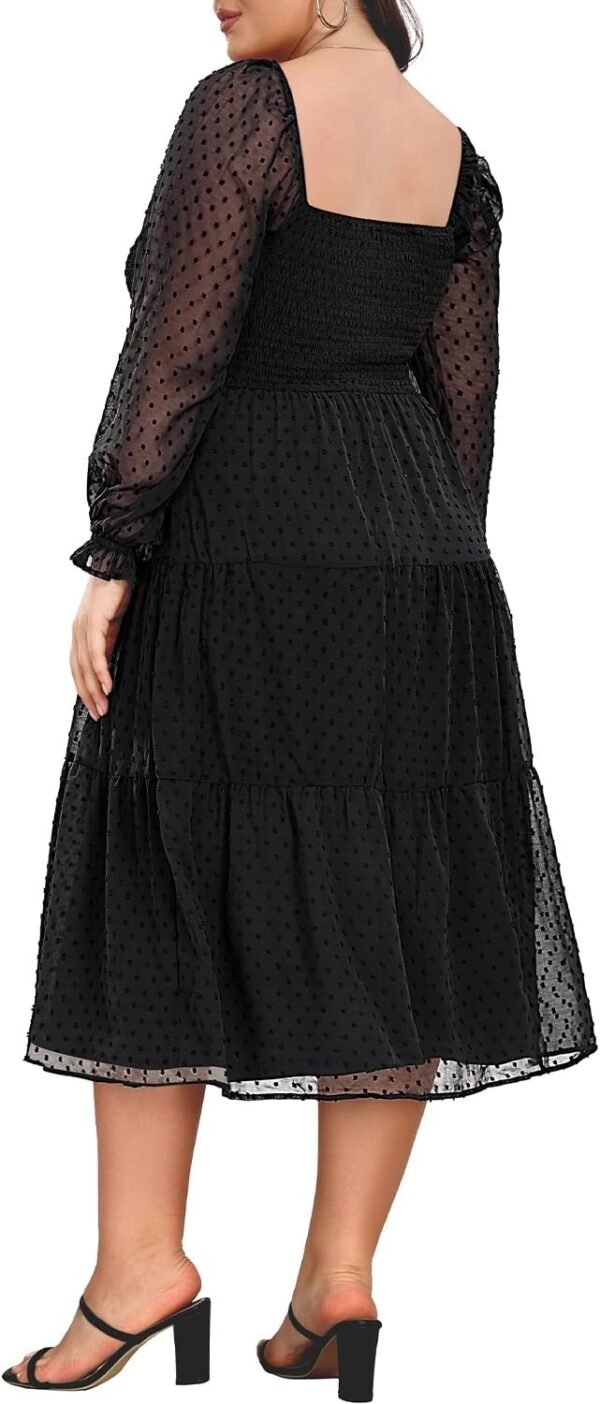 Women's Puff Sleeve Square Neck Mini Summer Sundress Chiffon...