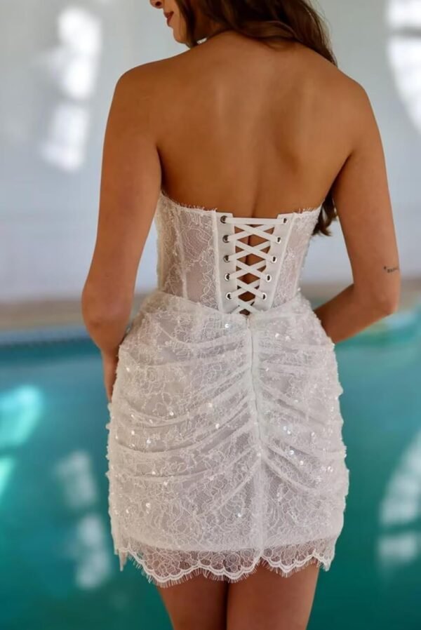 Short Wedding Dresses for Bride 2025 Beach Lace Long Sleeve ...