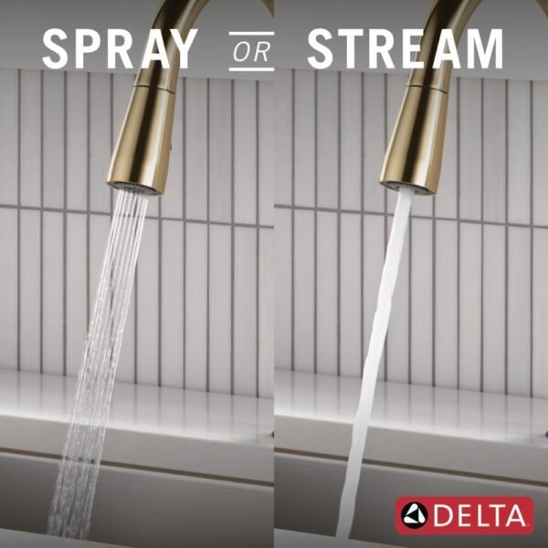 61IpBprDwJL._AC_SL1000_.jpg Delta Essa Touchless Kitchen Faucet with Touch Technology, Brushed Gold Kitchen Sink Faucet with Pull Down Sprayer, Single Hole, Champagne Bronze 9113TL-CZ-DST