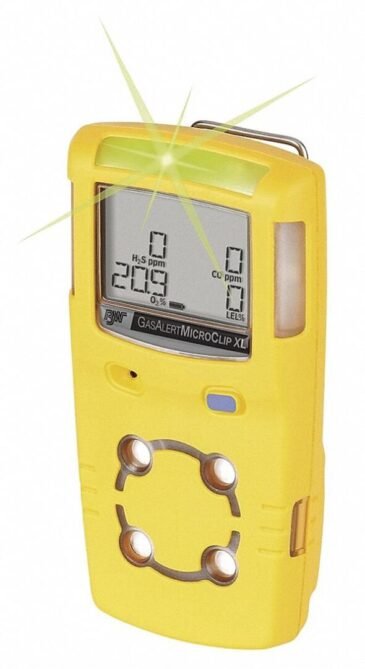 BW Technologies MCXL-XWHM-Y-NA GasAlertMicroClip XL 4 Gas Detector, CO, H2S, LEL and O2, Yellow
