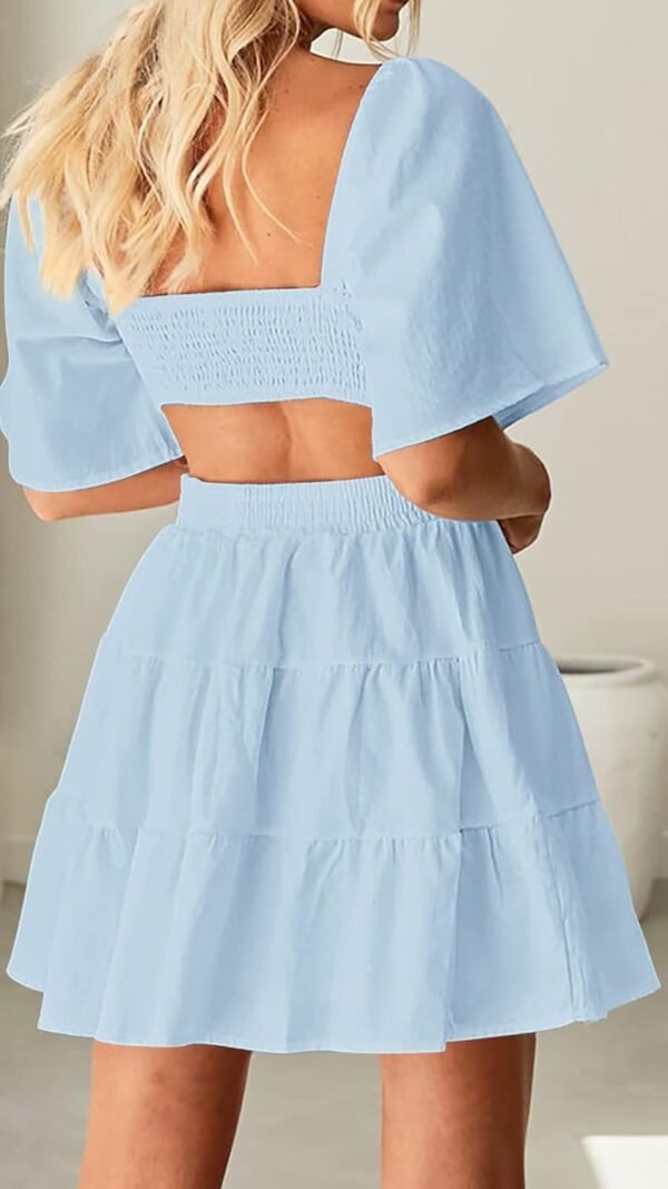 Women's Summer Dresses Square Neck Casual Short Sleeves Cros...