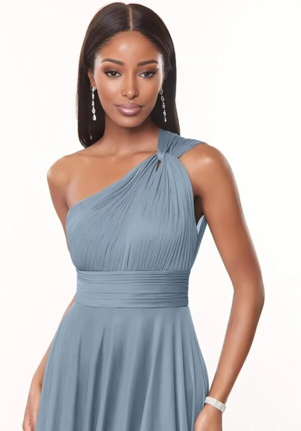 Women's One Shoulder Corset Bridesmaid Dresses Long Pleated ...