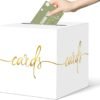 White Card Box with Gold Foil Design - Wedding, Party, Gradu...