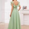 MAGGCIF V Neck Bridesmaid Dresses with Pockets Ruffle Sleeve...