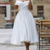 Simple Satin Short Wedding Dresses for Bride 2025 A Line Str...