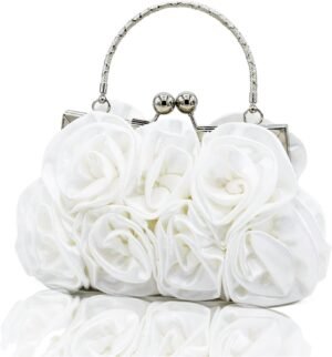 Women Evening Clutch Bag Floral Satin Small Purses with Deta... Women Evening Clutch Bag Floral Satin Small Purses with Deta...