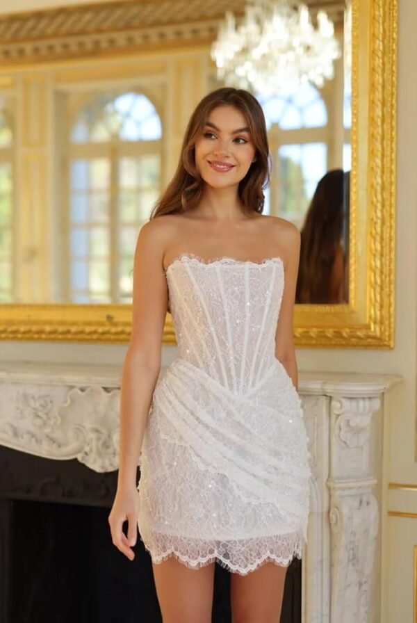 Short Wedding Dresses for Bride 2025 Beach Lace Long Sleeve ...