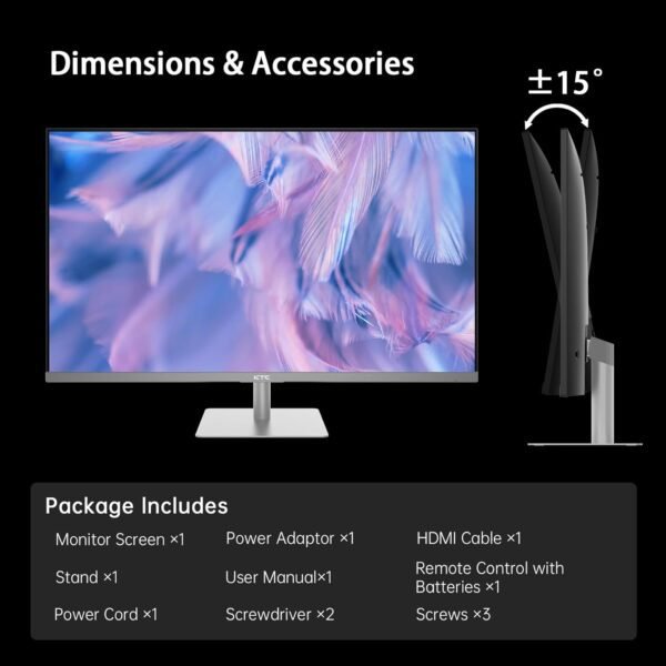 61eeVX5Ed9L._AC_SL1500_.jpg 32 Inch 4K Smart Monitor with Google TV System UHD 3440x2560P Hey Google Voice Remote Netflix Licensed Dolby Audio HDR KVM Technology WiFi Bluetooth 65W PD Type C Fast Charger VESA Support