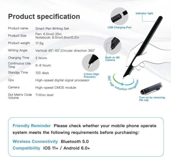 61s7QqvpToL._AC_SL1300_.jpg Digital Smart Pen Notebook and Writing Board Set, Real-time Sync for Digitizing, Convert to Text,Storing, and Sharing Paper Notes, Compatible with Smartphone (Android and iOS)