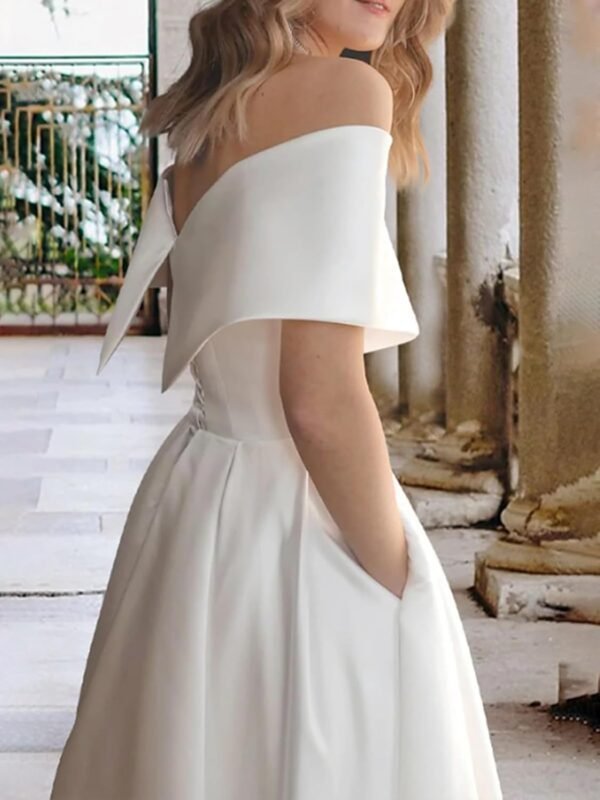 Simple Satin Short Wedding Dresses for Bride 2025 A Line Str...