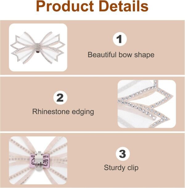 2 Pcs Shoe Clips for Women Dress Shoes, Mesh Bow Rhinestone ...