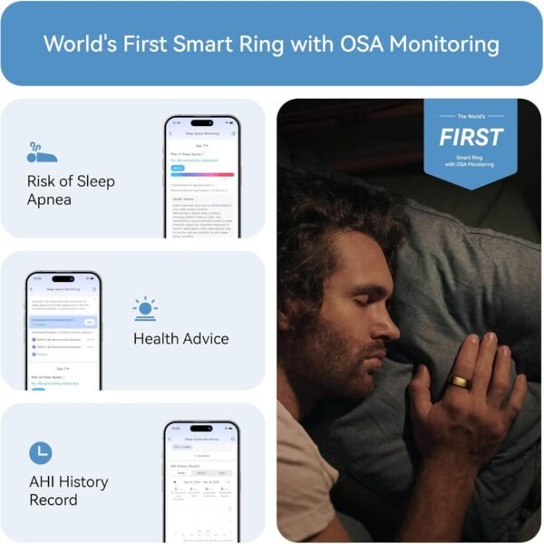 RingConn Gen 2, World’s First Smart Ring with Sleep Apnea Monitoring, No APP Subscription, 12-Day Battery Life, Stress/Heart Rate/Women's Health Tracker, Android & iOS Compatible (Gold, Size 10)