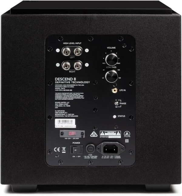 71-4Uz5k-ES._AC_SL1200_.jpg Definitive Technology Descend DN8 8" Subwoofer (2021 Model) - Digitally Optimized for Movies & Music, New 3XR Architecture, 500W Peak Class D Amplifier & (2) Pressure-Coupled 8" Bass Radiators, Black