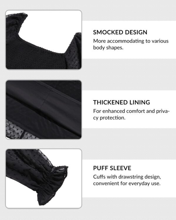 Women's Puff Sleeve Square Neck Mini Summer Sundress Chiffon...