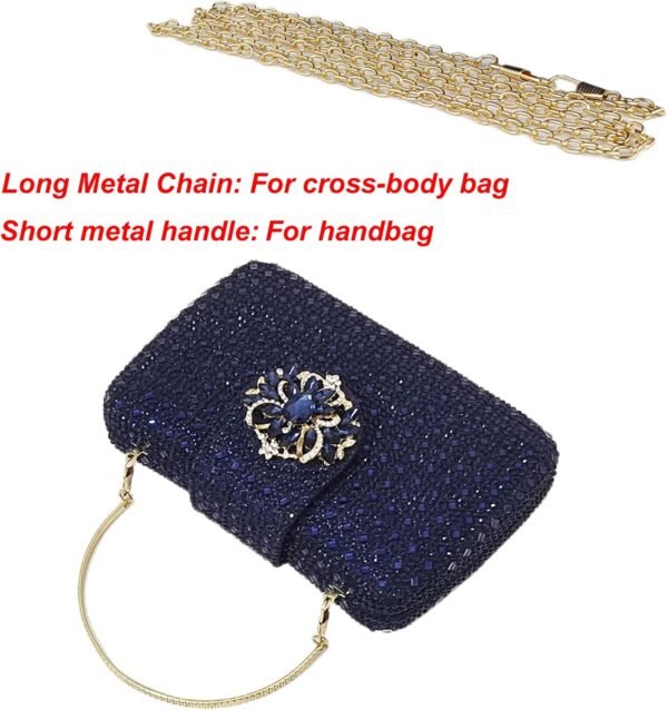 Sparkly Rhinestone Unique Evening Bag Women Floral Clutch Ha...