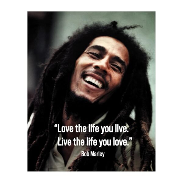 "Bob Marley Inspirational Quotes Wall Art - "Love The Life"-...