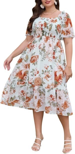Keluummi Plus Size Wedding Guest Midi Dresses for Curvy Wome... Keluummi Plus Size Wedding Guest Midi Dresses for Curvy Wome...