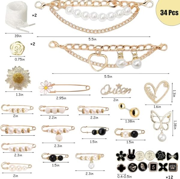 34 Pcs Junk Socks Charms Kit gold Charms for Sneakers Socks,...