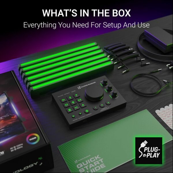 71DDma5mUsL._SL1500_.jpg Audio Radar with Surround Vision Technology™, LED Sound Detection for PC/Xbox/PS5, FPS & Deaf Gamers, Works With Most Video Games, Fits 24-65” Gaming Monitor, TV, Works With Or w/o Gaming Headset