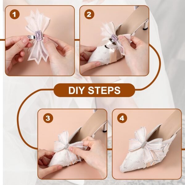 2 Pcs Shoe Clips for Women Dress Shoes, Mesh Bow Rhinestone ...