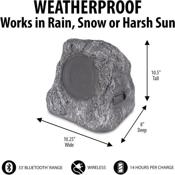 71DrRE6mrL._AC_SL1500_.jpg it.innovative technology Outdoor Rock Speaker Pair - Wireless Bluetooth , for Garden, Patio, Waterproof, Built for all Seasons & Solar Powered with Rechargeable Battery, Music Streaming - Charcoal
