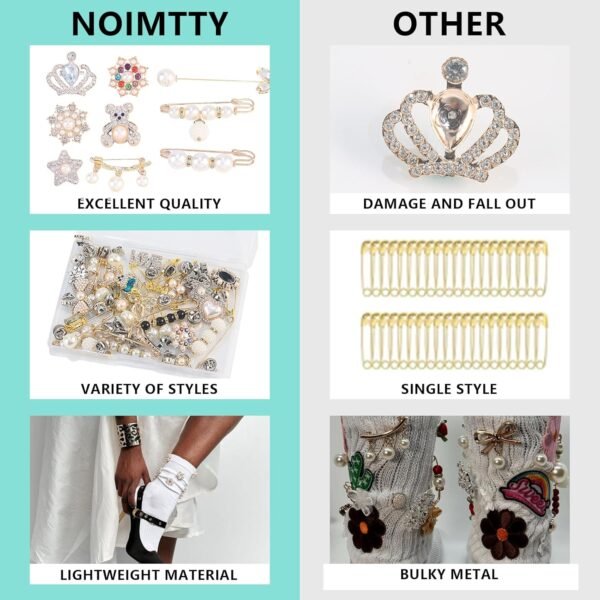 65 PCS Diy Charms For Socks - Safety Brooches And Pins For W...