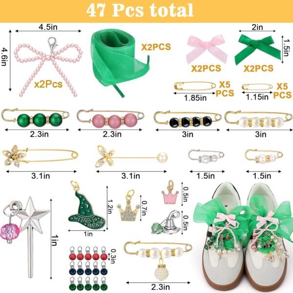 AIERSA Shoes Charms for Sneakers Socks, 47pcs Pearl Shoe Lac...
