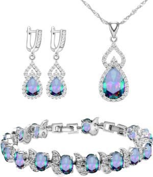 LMXXVJ Women Jewelry Set Platinum Plated Necklace Open Ring ... LMXXVJ Women Jewelry Set Platinum Plated Necklace Open Ring ...