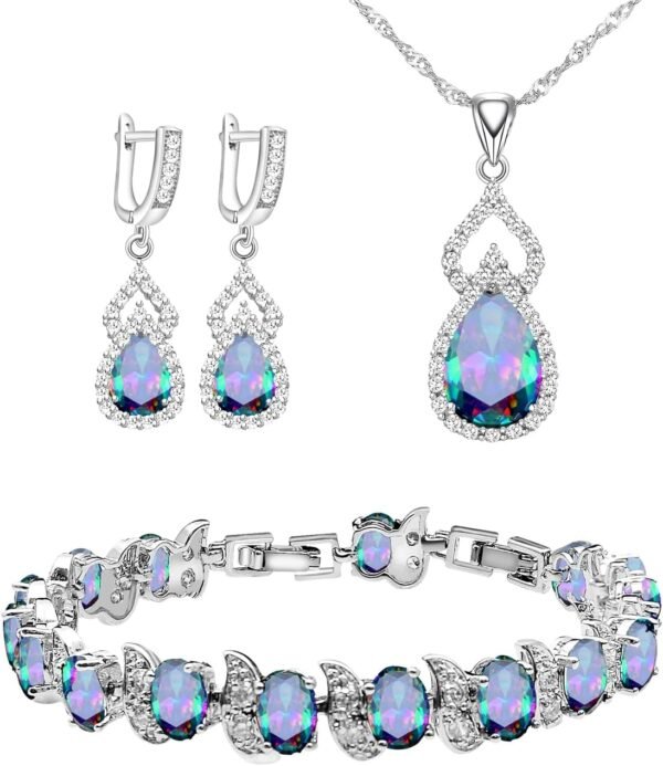 LMXXVJ Women Jewelry Set Platinum Plated Necklace Open Ring ...