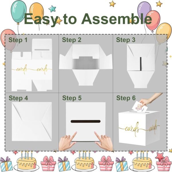 White Card Box with Gold Foil Design - Wedding, Party, Gradu...