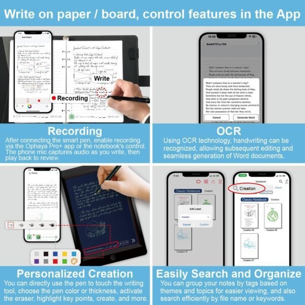 71HuV-RN3lL._AC_SL1300_.jpg Digital Smart Pen Notebook and Writing Board Set, Real-time Sync for Digitizing, Convert to Text,Storing, and Sharing Paper Notes, Compatible with Smartphone (Android and iOS)