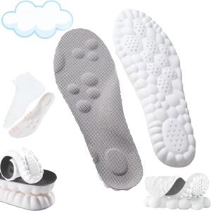 4D Insoles - 4D Cloud Technology Insole - Super Soft, 4D Insoles - 4D Cloud Technology Insole - Super Soft, Ultra Comfort Insoles, 4D Sports Shoes Insoles, Acupoint Massage Insole for Foot & Joint Support (10-11, Gray)