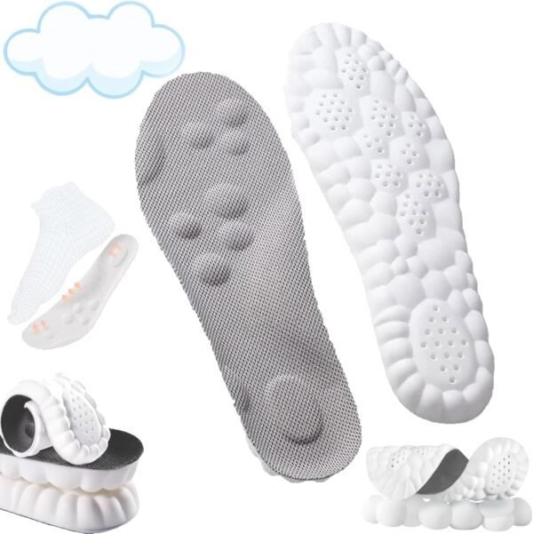4D Insoles - 4D Cloud Technology Insole - Super Soft, 4D Insoles - 4D Cloud Technology Insole - Super Soft, Ultra Comfort Insoles, 4D Sports Shoes Insoles, Acupoint Massage Insole for Foot & Joint Support (10-11, Gray)