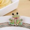 Green Frog Brooch Pins for Women, Cute Rhinestone Inlaid Fro...