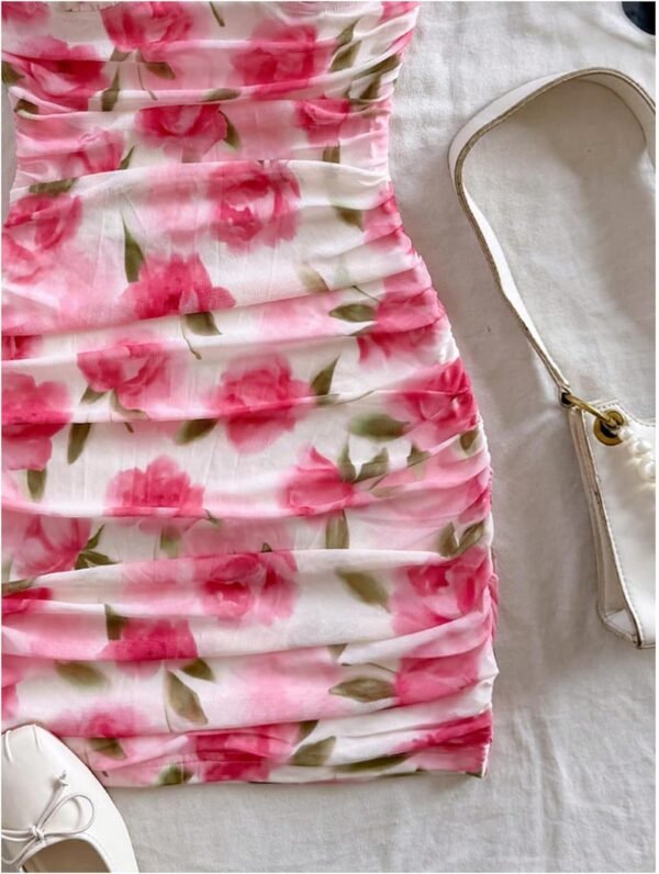 Verdusa Women's Floral Ruched Bodycon Mini Dress Spaghetti S...