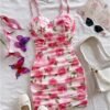 Verdusa Women's Floral Ruched Bodycon Mini Dress Spaghetti S...
