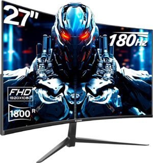 27 inch Curved Gaming Monitor,144Hz/180Hz PC Monitor Full HD 1080P, 27 inch Curved Gaming Monitor,144Hz/180Hz PC Monitor Full HD 1080P, Frameless 1800R Computer Display with FreeSync & Eye-Care Technology, Wall Mountable, DP, HDMI Port (Black)