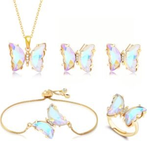 MISS RIGHT Butterfly Crystal Jewelry Set with Butterfly Neck... MISS RIGHT Butterfly Crystal Jewelry Set with Butterfly Neck...