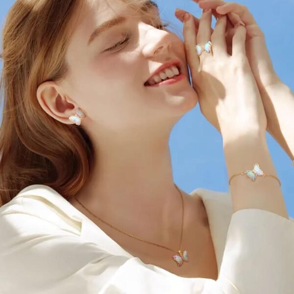 MISS RIGHT Butterfly Crystal Jewelry Set with Butterfly Neck...