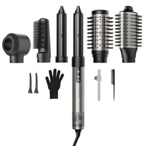 7MAGIC Hair Dryer Brush & 6 in 1 Hair Styler, 7MAGIC Hair Dryer Brush & 6 in 1 Hair Styler, Silver, 110 Volts, 1200 Watts, Ionic Technology, Fast Drying, Multi Styler for Straight, Wavy, Curly, and Coily Hair