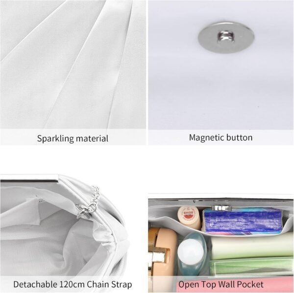 Clutch Purses for Women Evening Bag Elegant Pleated Satin Fo...
