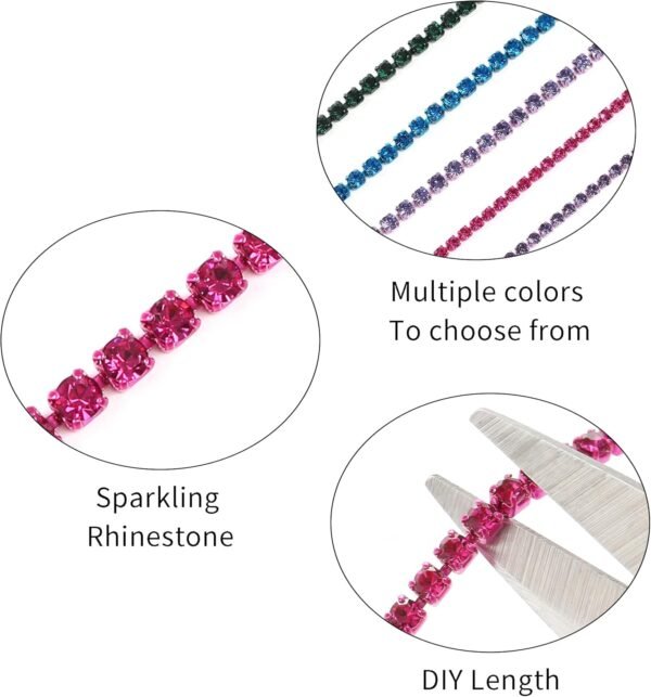 10 Yards 4 MM Rhinestone Chain Trim Crystal Rhinestone Close...