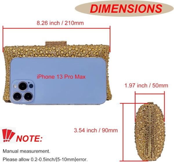 HUANG ZHUANG Sparkly Elegant Crystal Clutch Solid Rhinestone...