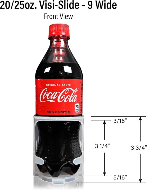 Display Technologies Visi-Slide Gravity Fed Organizer for 20-25oz Beverages on Flat and Angled Shelves in Cold Vaults & Coolers, 9-Wide, 27" Deep Drink Organizer (Pack of 6)