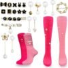 2 Pairs White Slouch Socks with 21 Pcs Sock Pins Jewelry for...