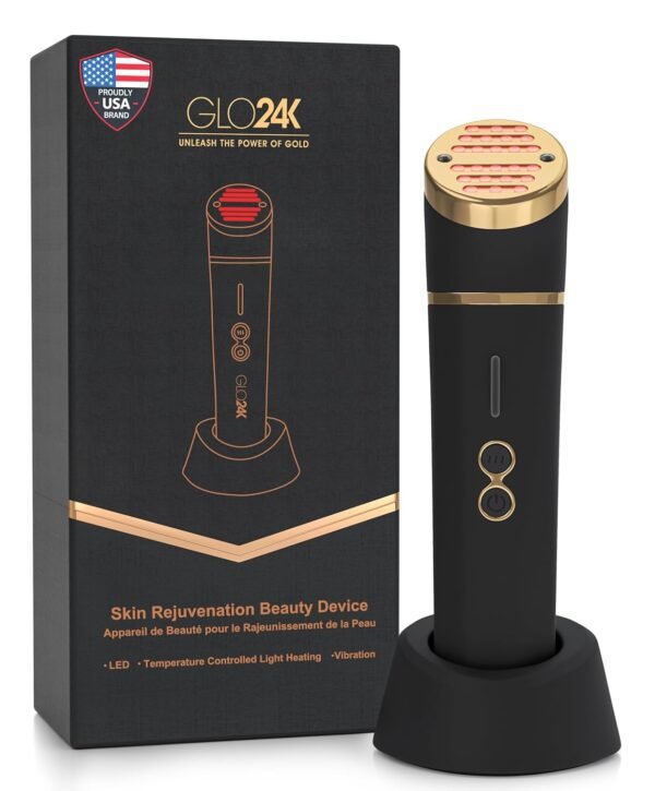 GLO24K Beauty Device for The Face. Based on Triple Action L E D, Thermal, and Vibration Technologies.