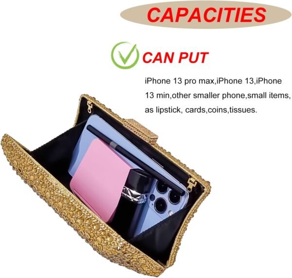 HUANG ZHUANG Sparkly Elegant Crystal Clutch Solid Rhinestone...