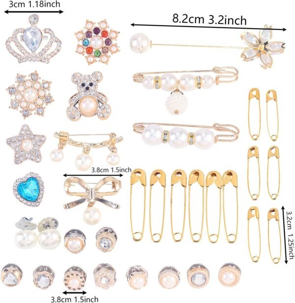 65 PCS Diy Charms For Socks - Safety Brooches And Pins For W...