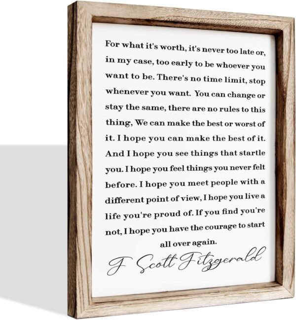 For What it's Worth Inspiring Sayings Decorative, F Scott Fi...