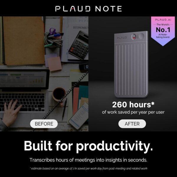 71laef1-kiL._AC_SL1500_.jpg AI Voice Recorder, PLAUD Note Voice Recorder w/Case, App Control, Transcribe & Summarize with AI Technology, Support 112 Languages, 64GB Memory, Audio Recorder for Lectures, Meetings, Calls, Black